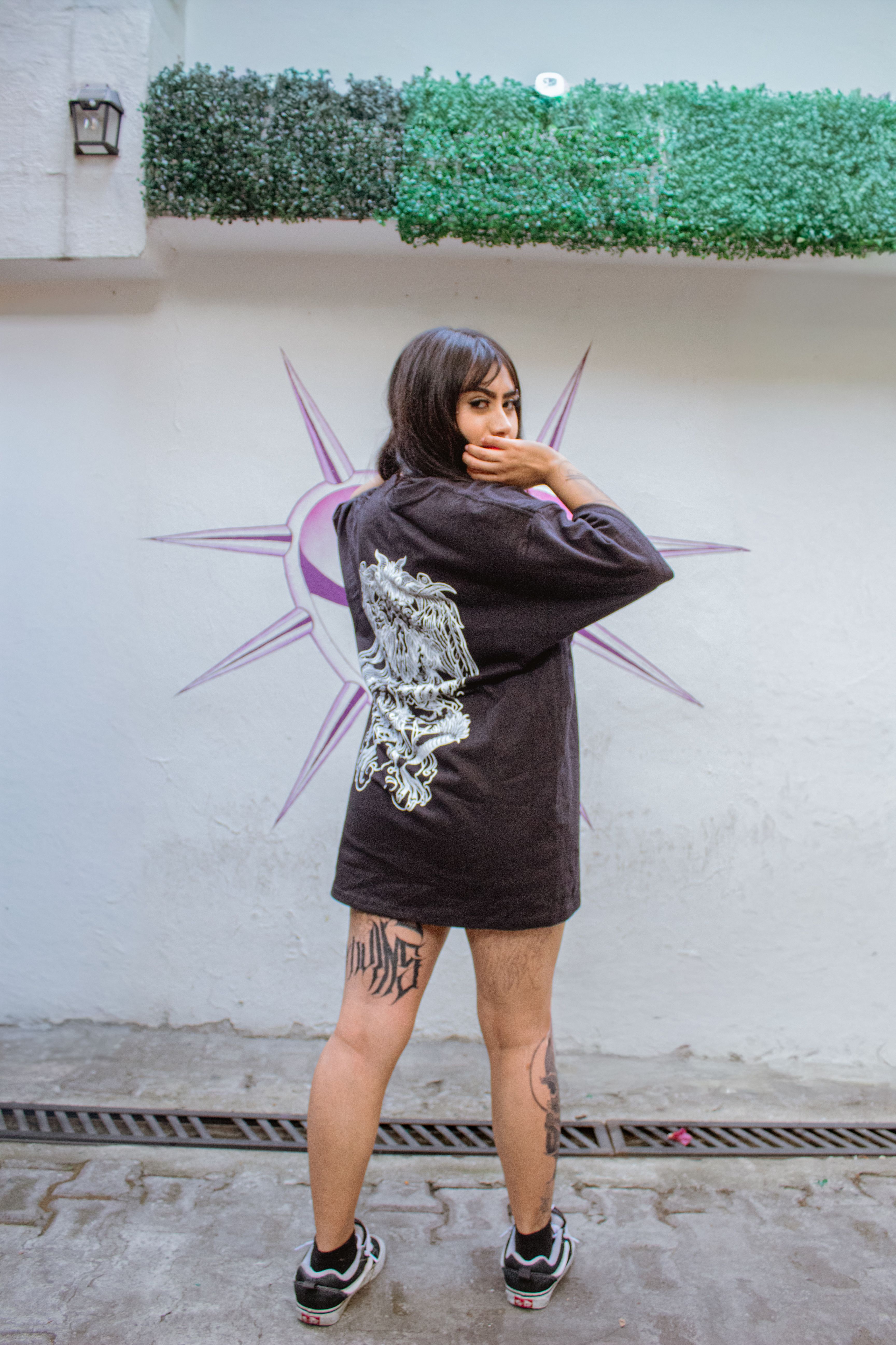 Camiseta Oversized Preta Estampada