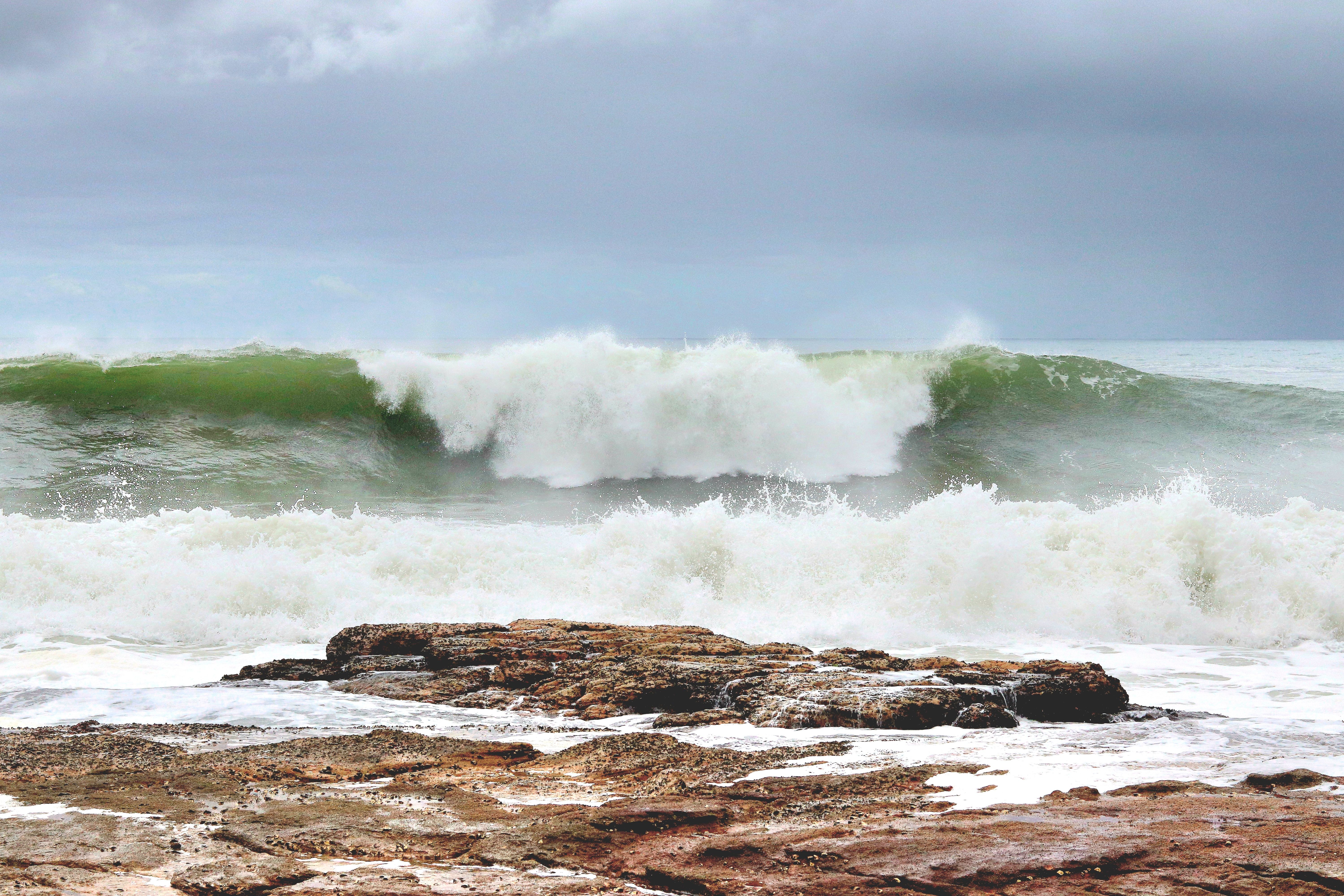 Powerful Ocean Waves Crashing on Rocky Shore · Free Stock Photo