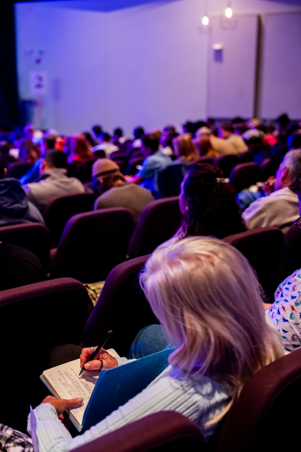 Público em auditório acompanhando palestra