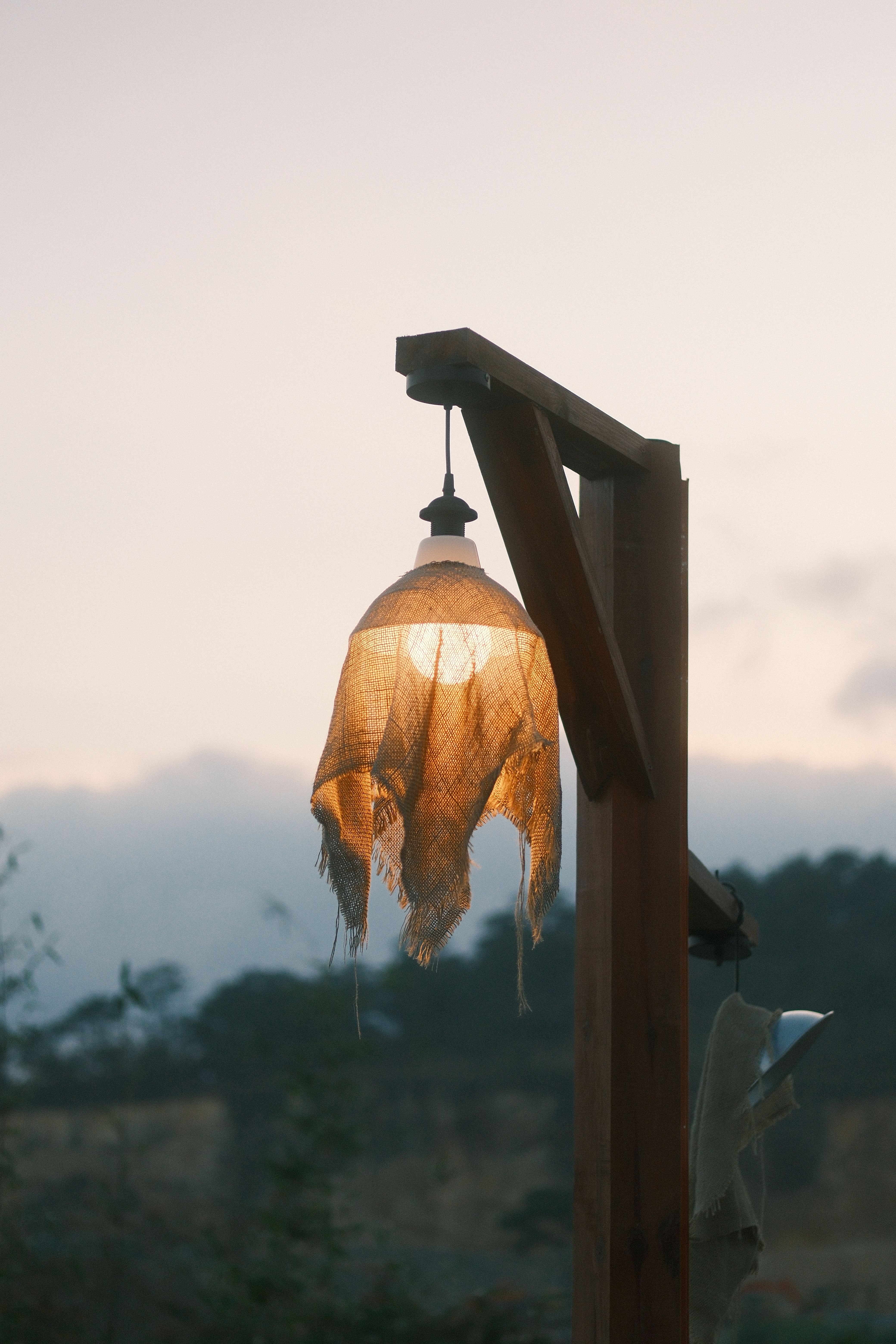 Rustic Outdoor Lamp at Dusk with Soft Glow · Free Stock Photo