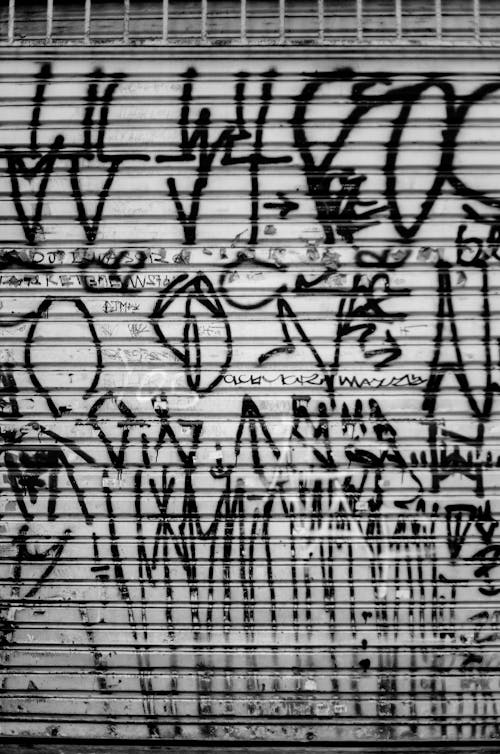 Free stock photo of black-and-white, graffiti, street photography