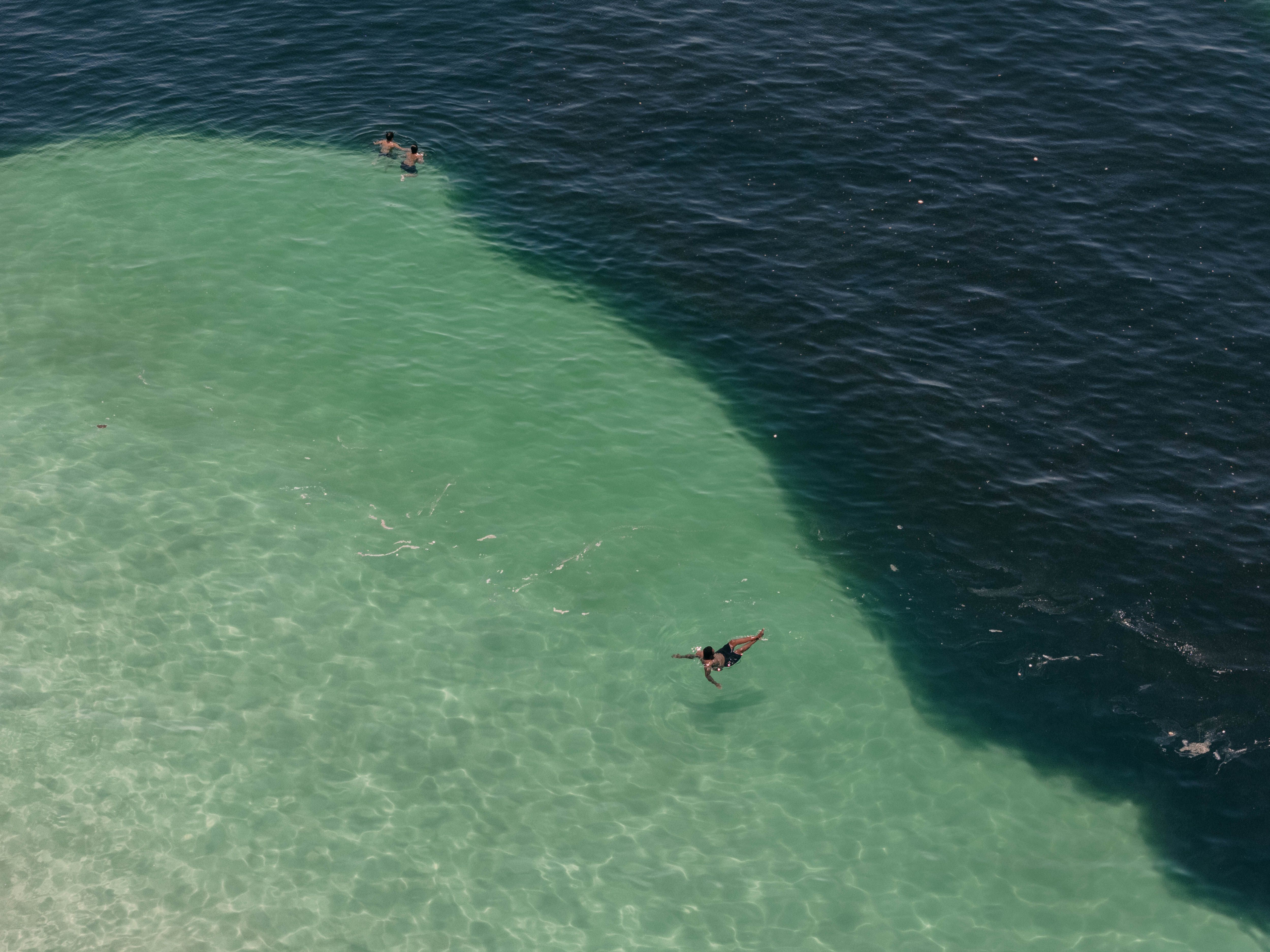 Aerial View of Swimmers in Clear Ocean Waters · Free Stock Photo