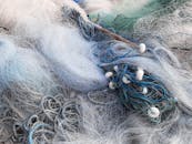 Detailed Closeup of Fishing Nets and Floats
