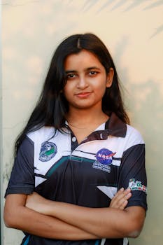 Dynamic portrait of a young female engineer in Dhaka, showcasing ambition and professionalism.