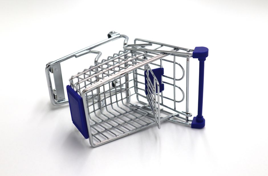 overturned shopping cart