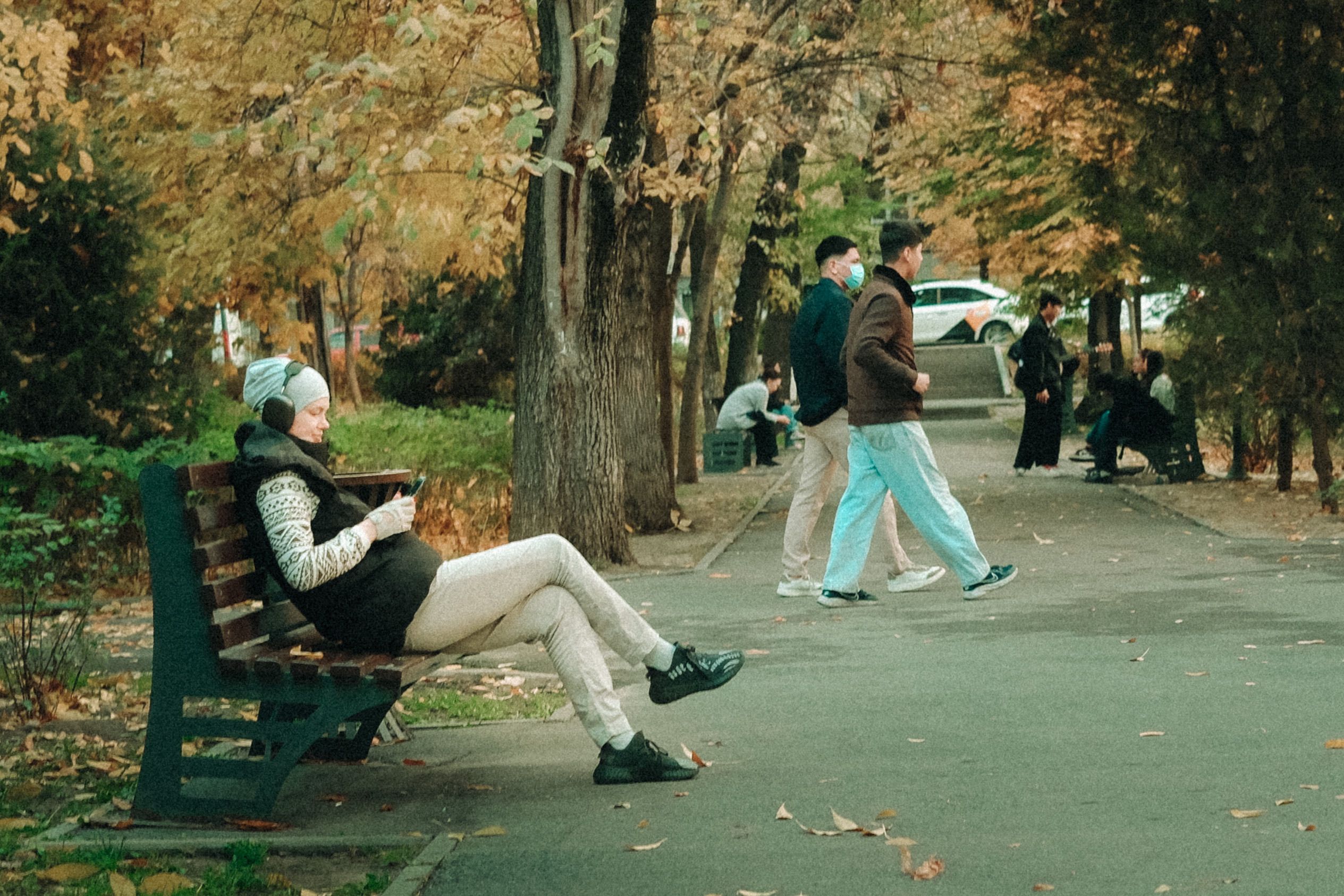 person wearing headphones outdoors