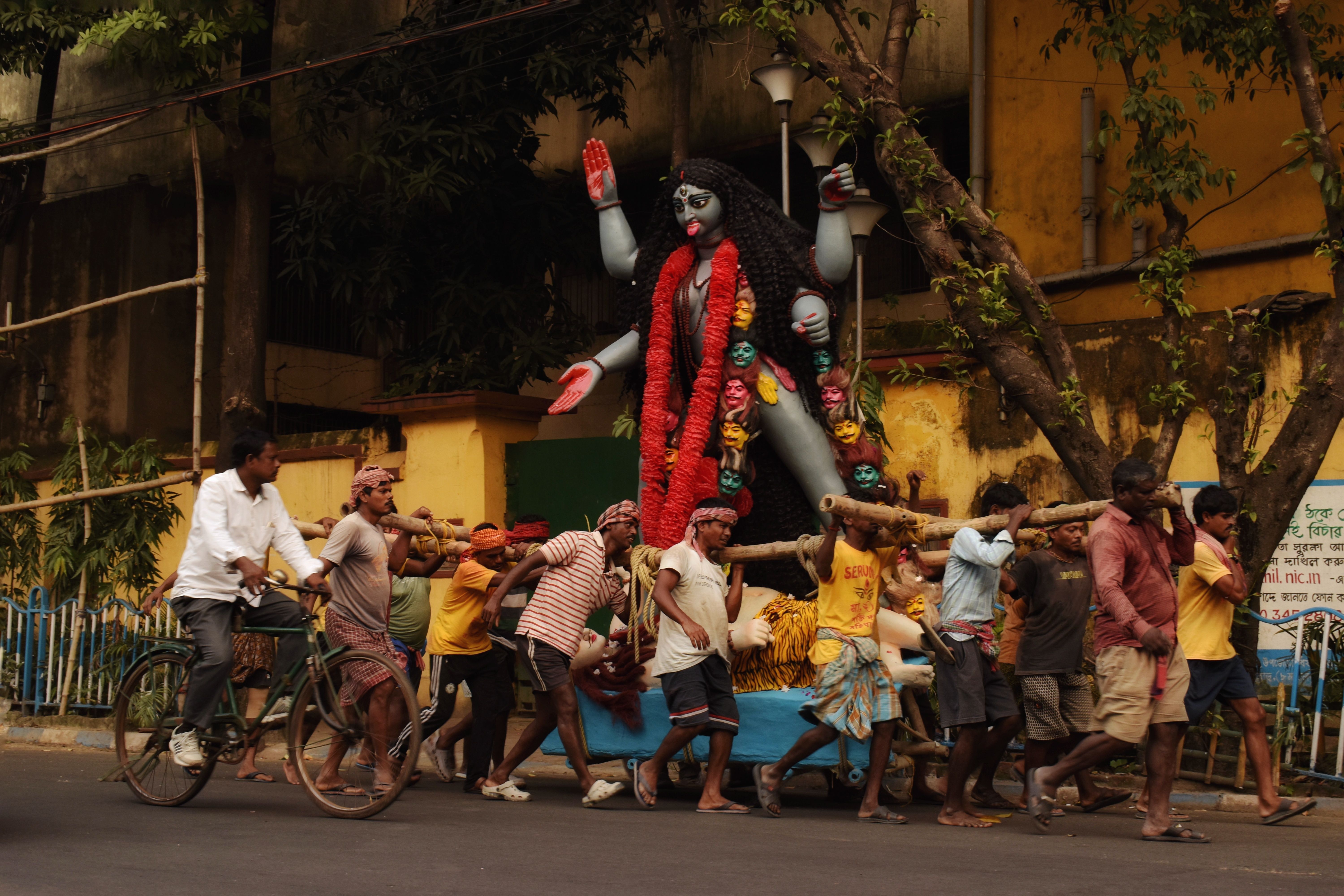 Indian Festival Procession with Kali Statue · Free Stock Photo