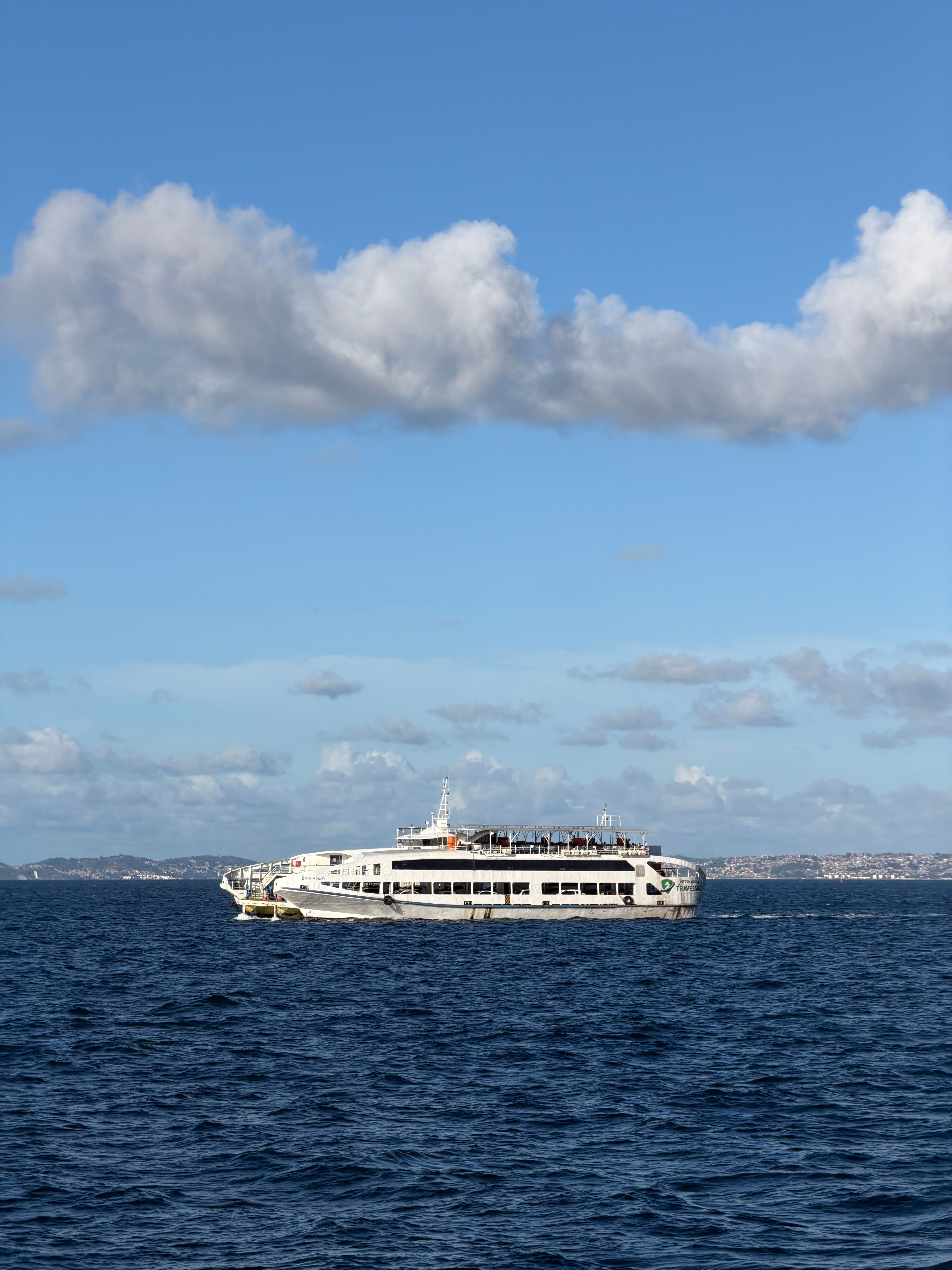 White Ferry Sailing Off Salvador Coastline