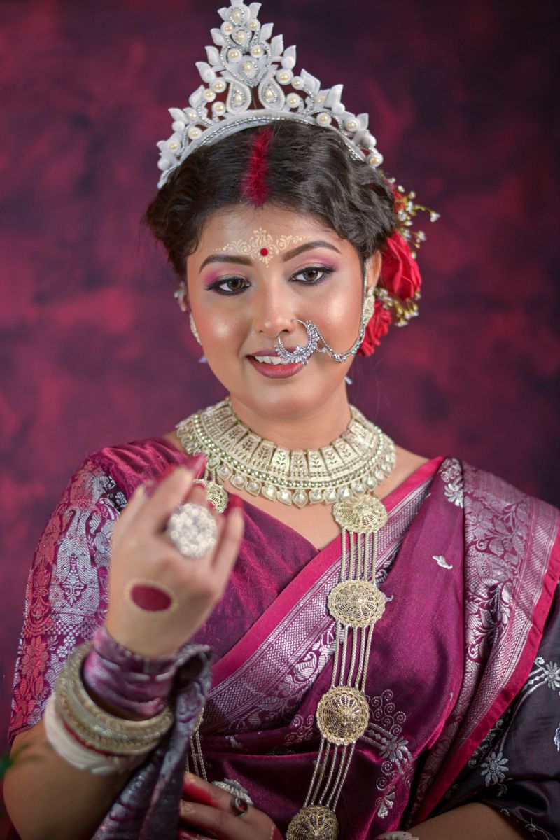 Traditional Indian bridal portrait with jewelry