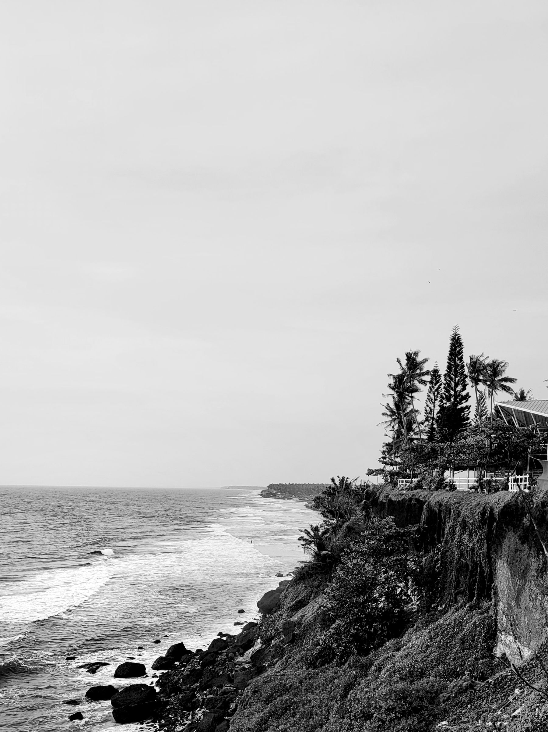 Red laterite cliffs dropping to the sea at Varkala