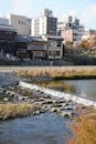 Scenic Riverside View of Kyoto in Autumn