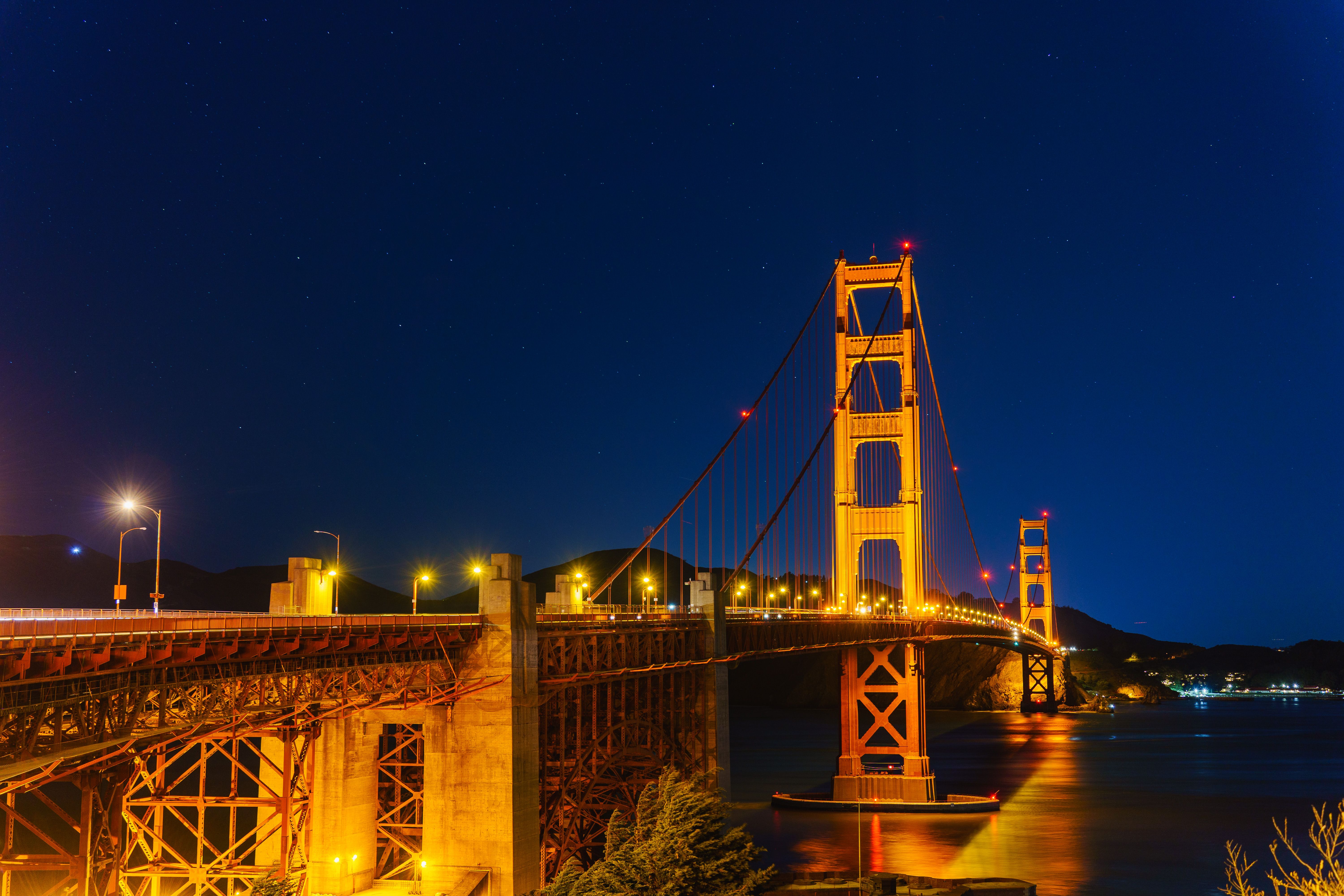 Golden Gate Bridge Illuminated at Night · Free Stock Photo