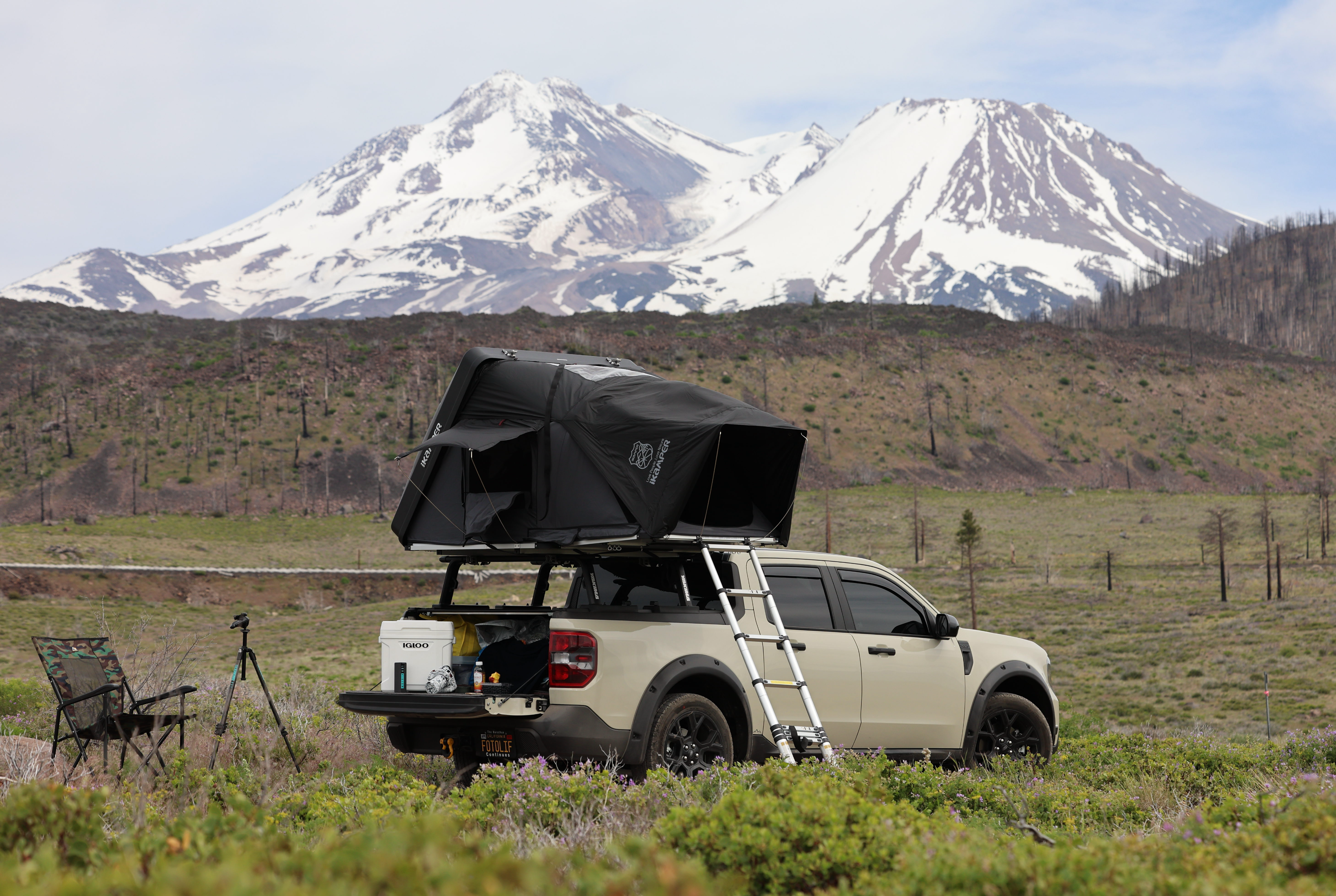 Sunset Camping with Rooftop Tent on Pickup Truck · Free Stock Photo