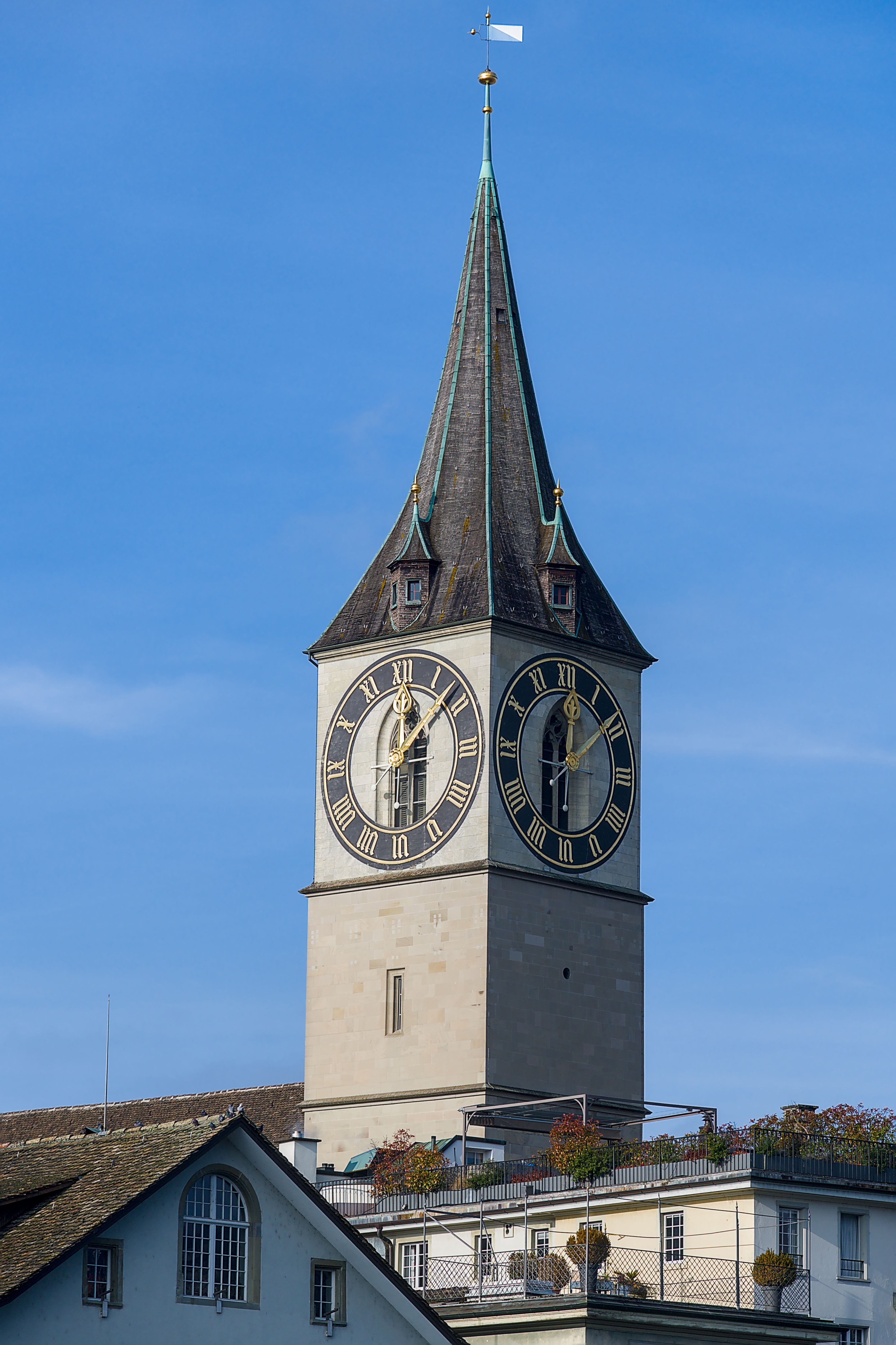 St. Peter's Church Zurich Clock Tower under Blue Sky · Free Stock Photo