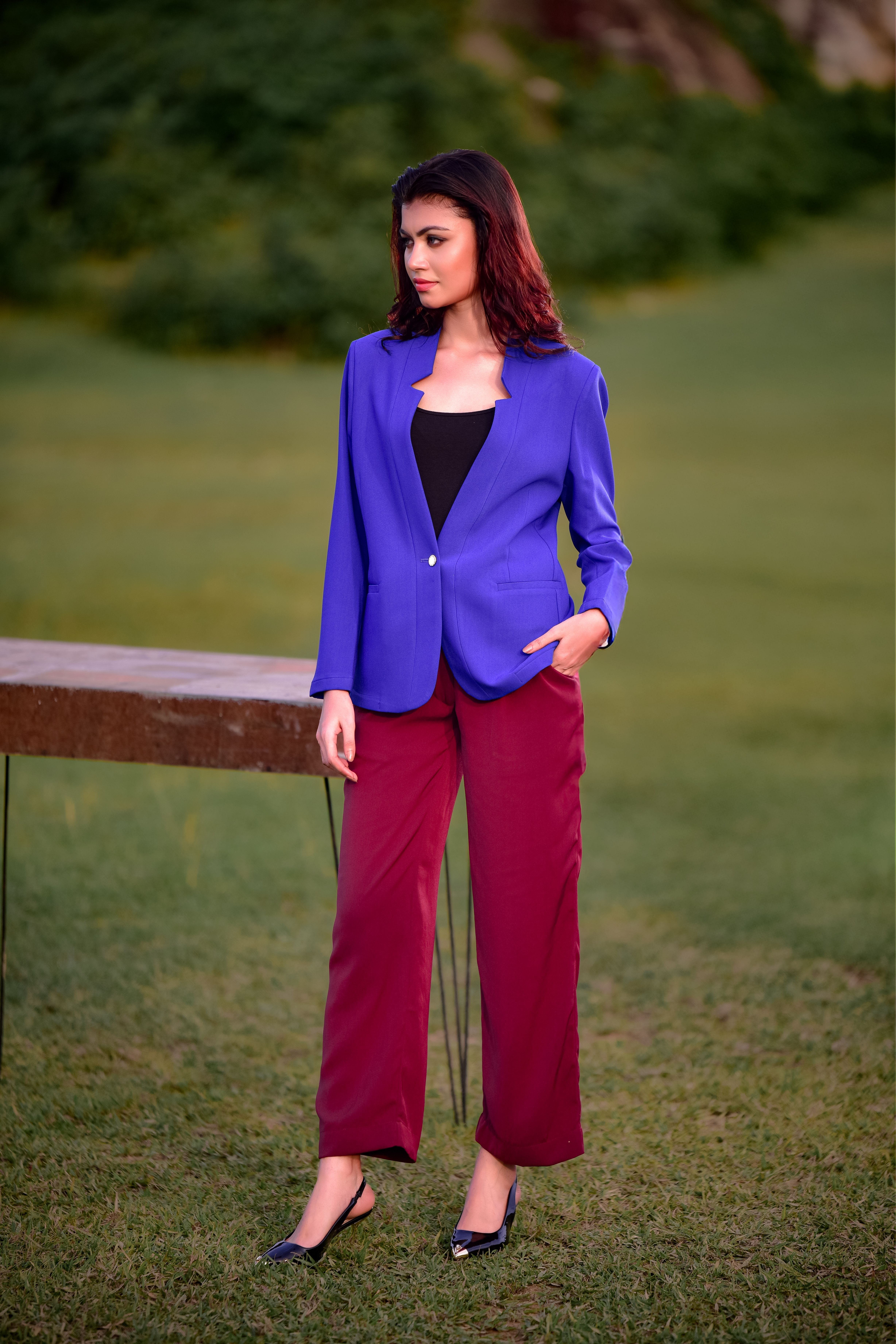 short blue dress for women Athletic Fit Stretch Suit Pants main image 1