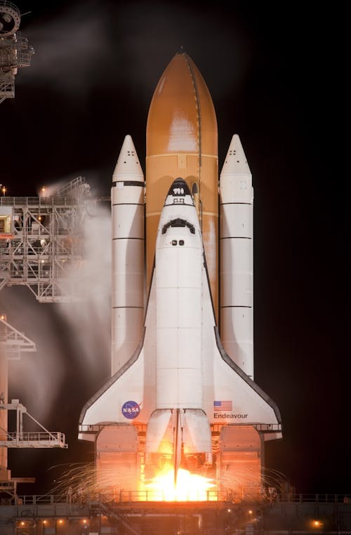 space shuttle night launch photography