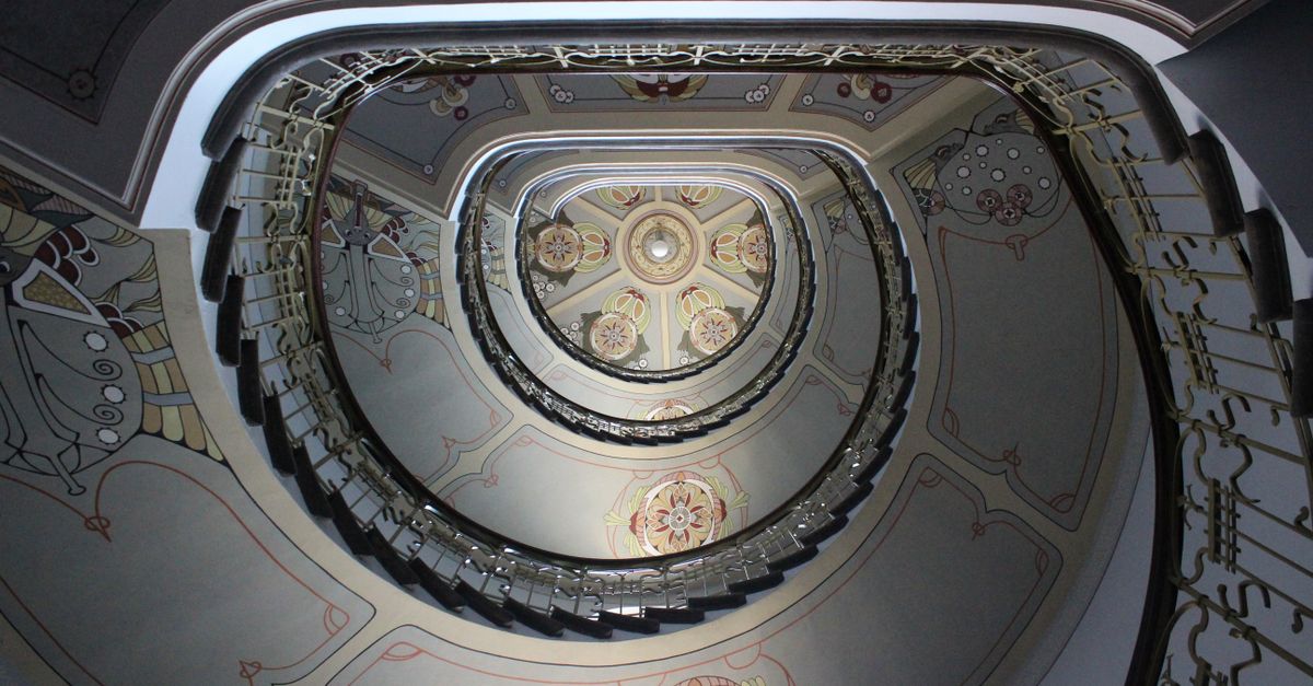 Elegant Spiral Staircase in Art Nouveau Style · Free Stock Photo