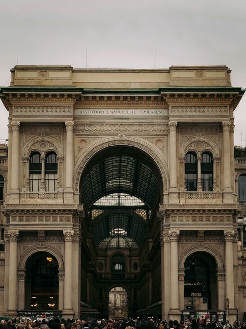 Free Crowded view of Galleria Vittorio Emanuele II in Milan, Italy. Stock Photo