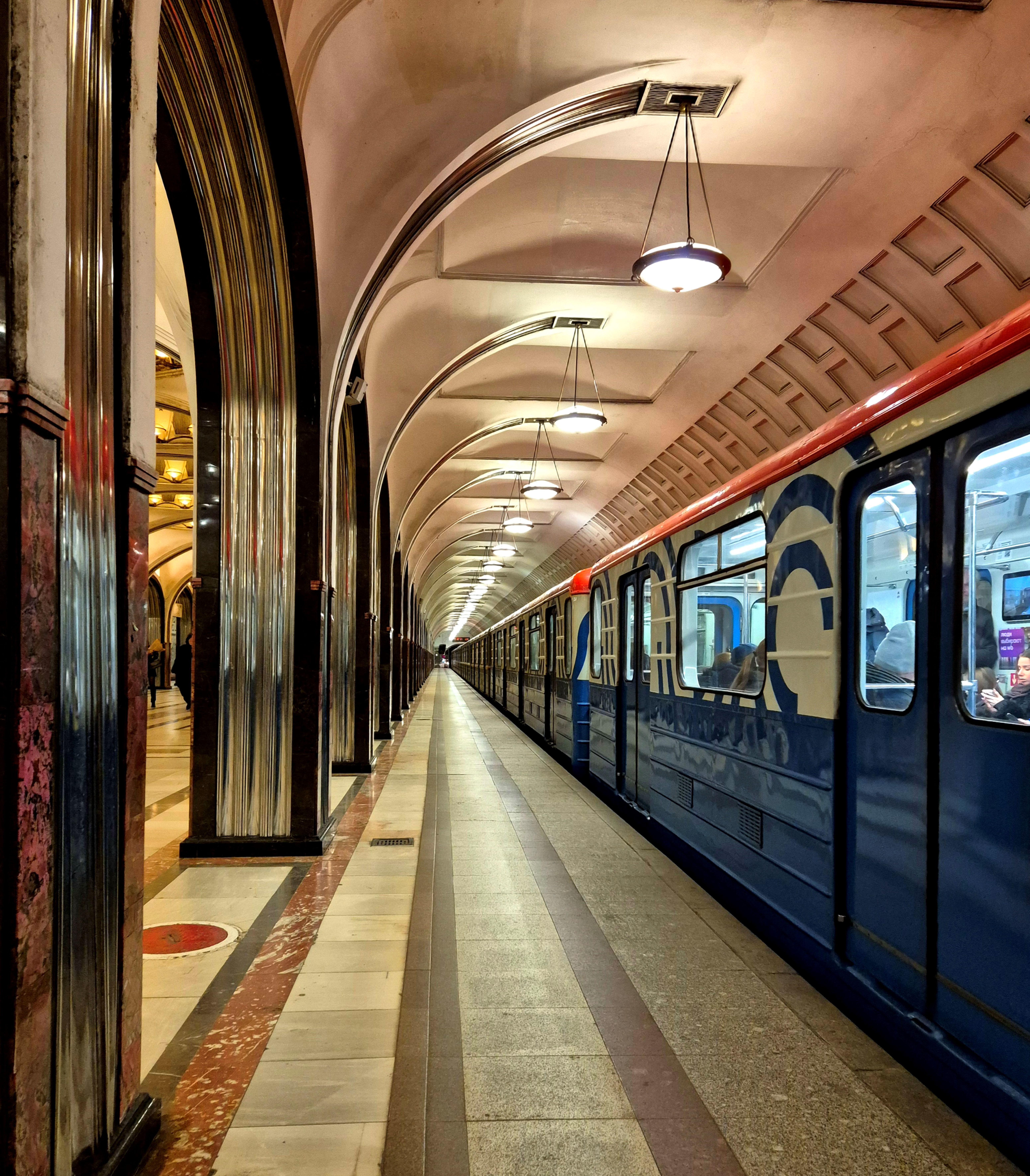 Elegant Moscow Metro Station with Train · Free Stock Photo