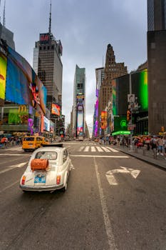 Free stock photo of broadway, fiat 500
