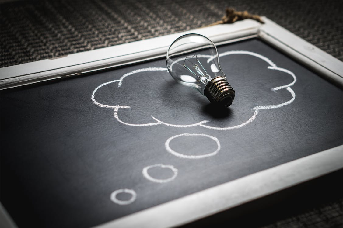 Edison Bulb on Chalk Board