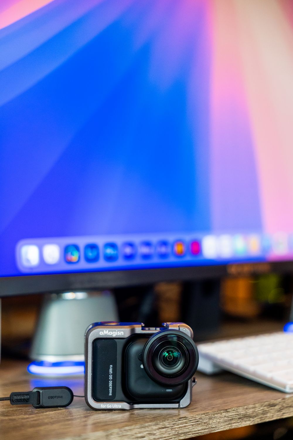 Modern Desk Setup with Camera and Monitor · Free Stock Photo