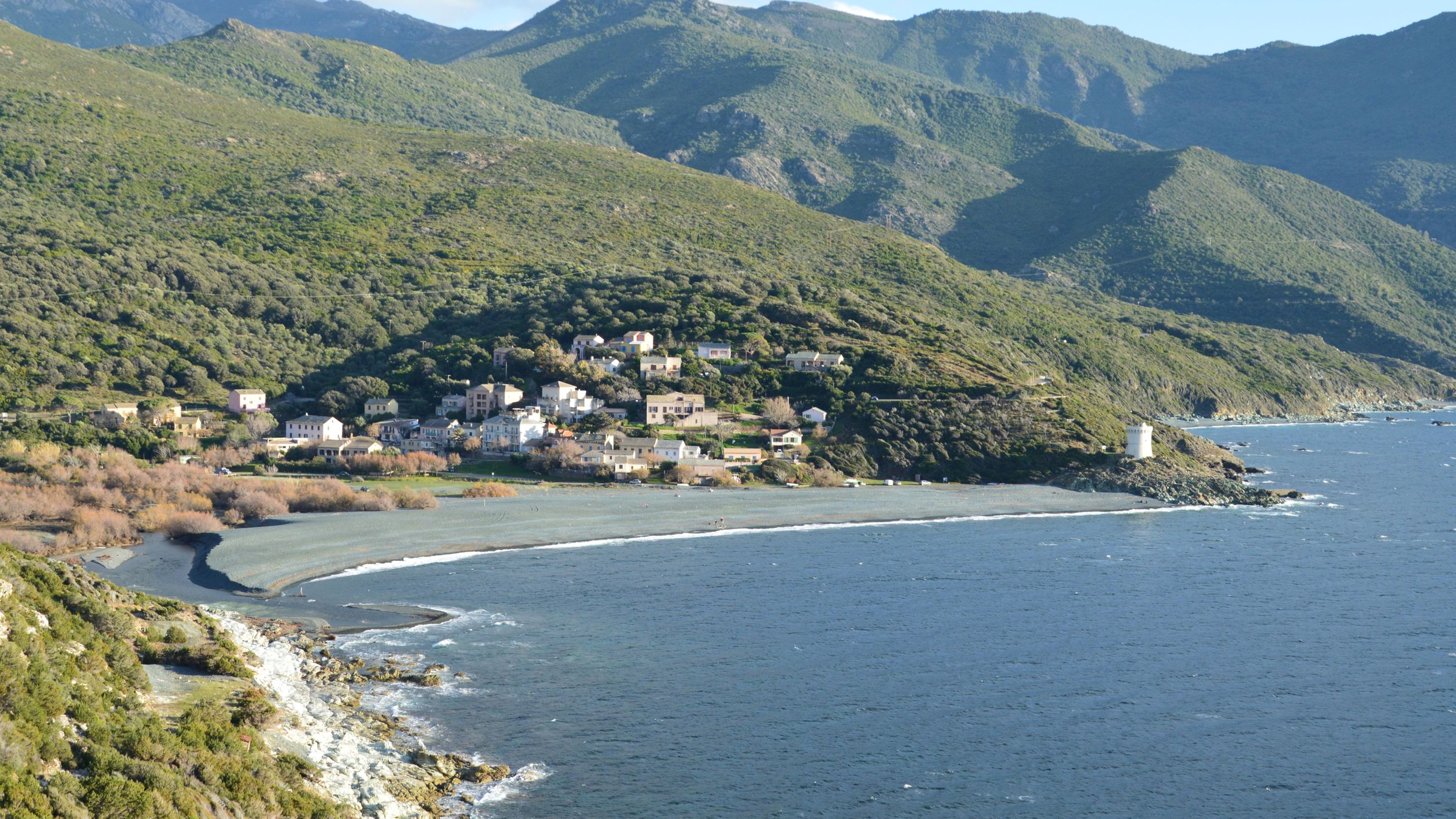 Scenic Coastal Village View in Ogliastro, Corsica · Free Stock Photo