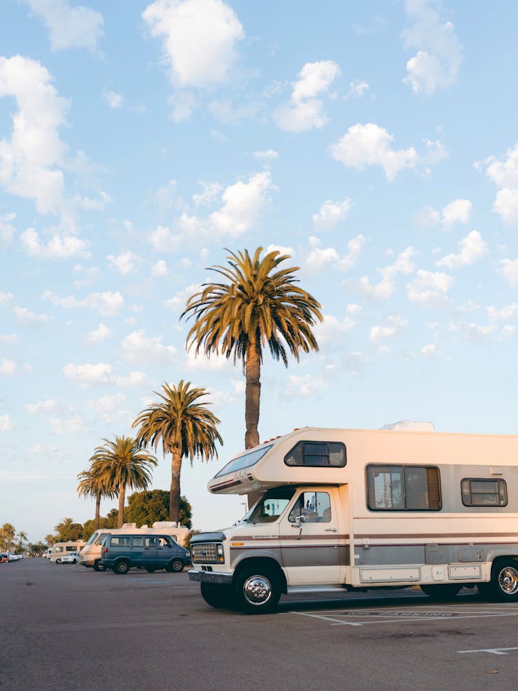 Parked White Motorhome