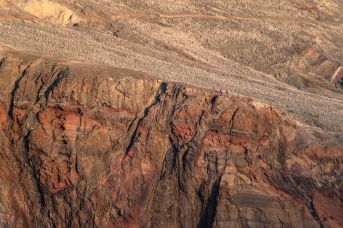 Free Aerial shot of rugged cliffs at Ponta de São Lourenço, Madeira, Portugal. Stock Photo