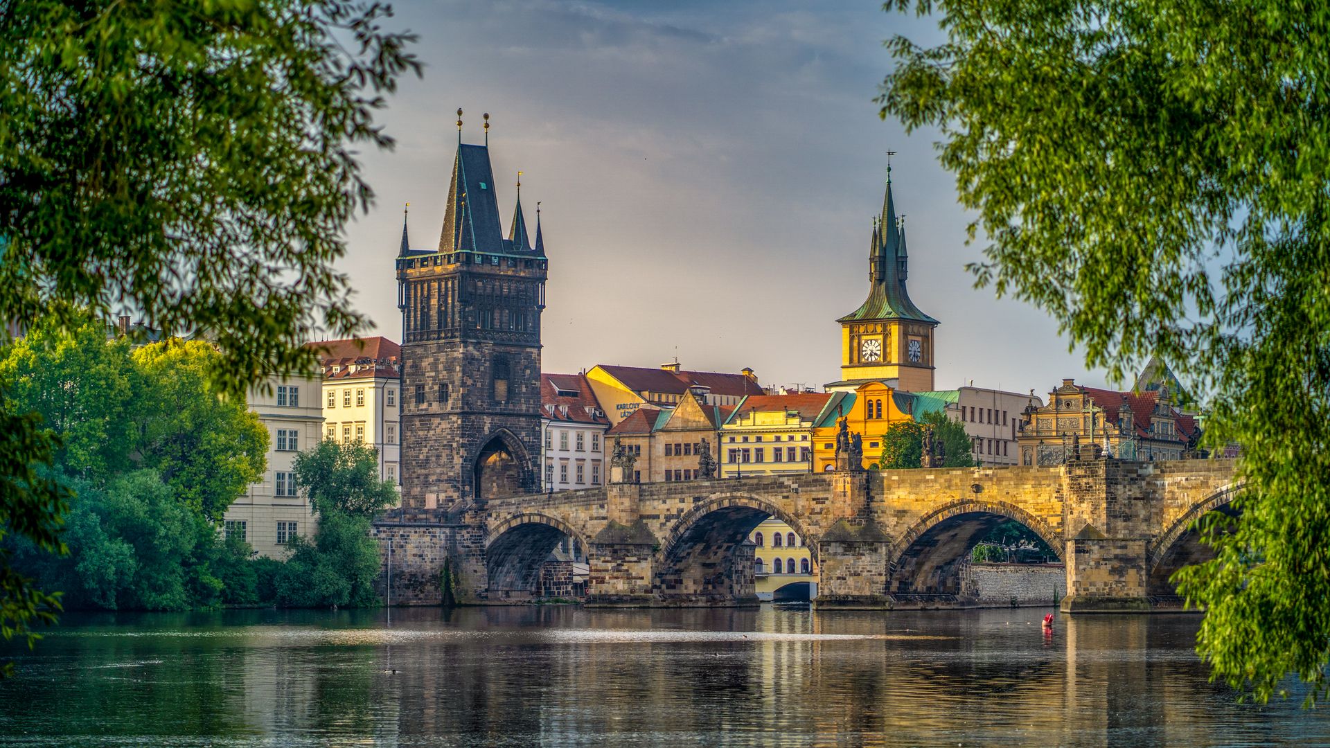 Charles Bridge over Vltava River in Prague, Czech Republic