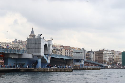 A scenic view of Galata Bridge and Tower with bustling activity, capturing İstanbul's essence.