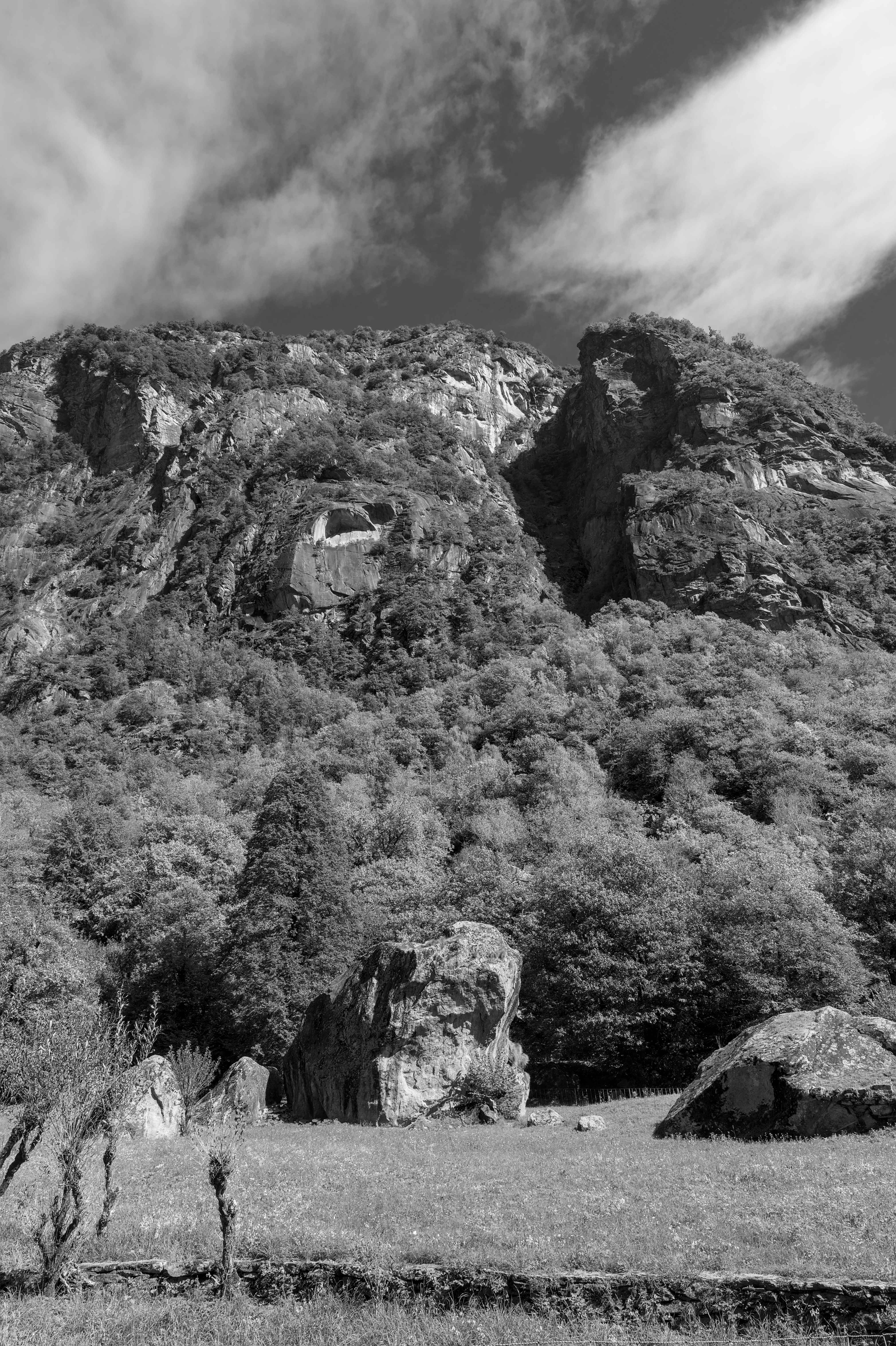 Scenic Alpine Cliff in Black and White · Free Stock Photo