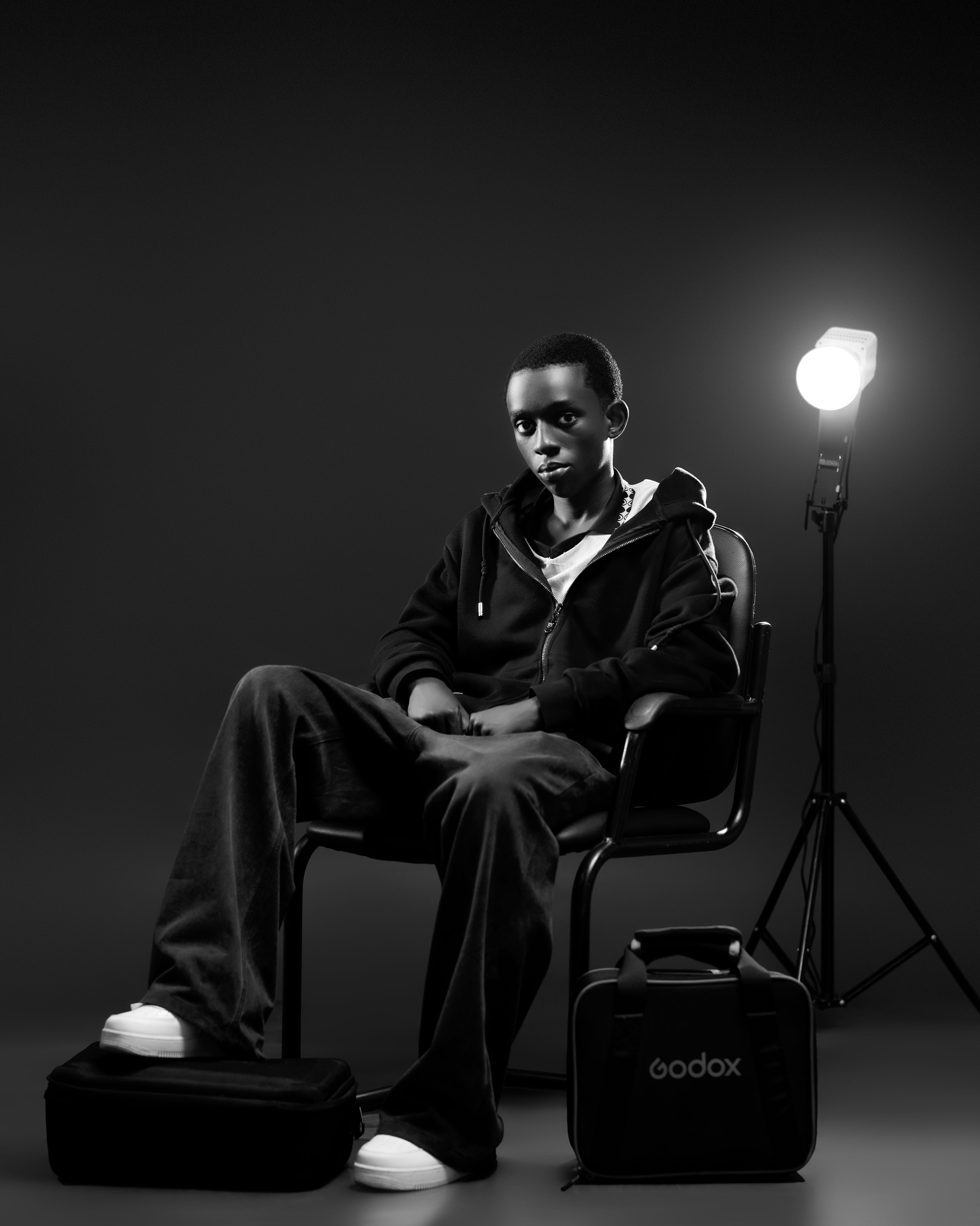 Black and White Portrait of a Young Man in Studio · Free Stock Photo