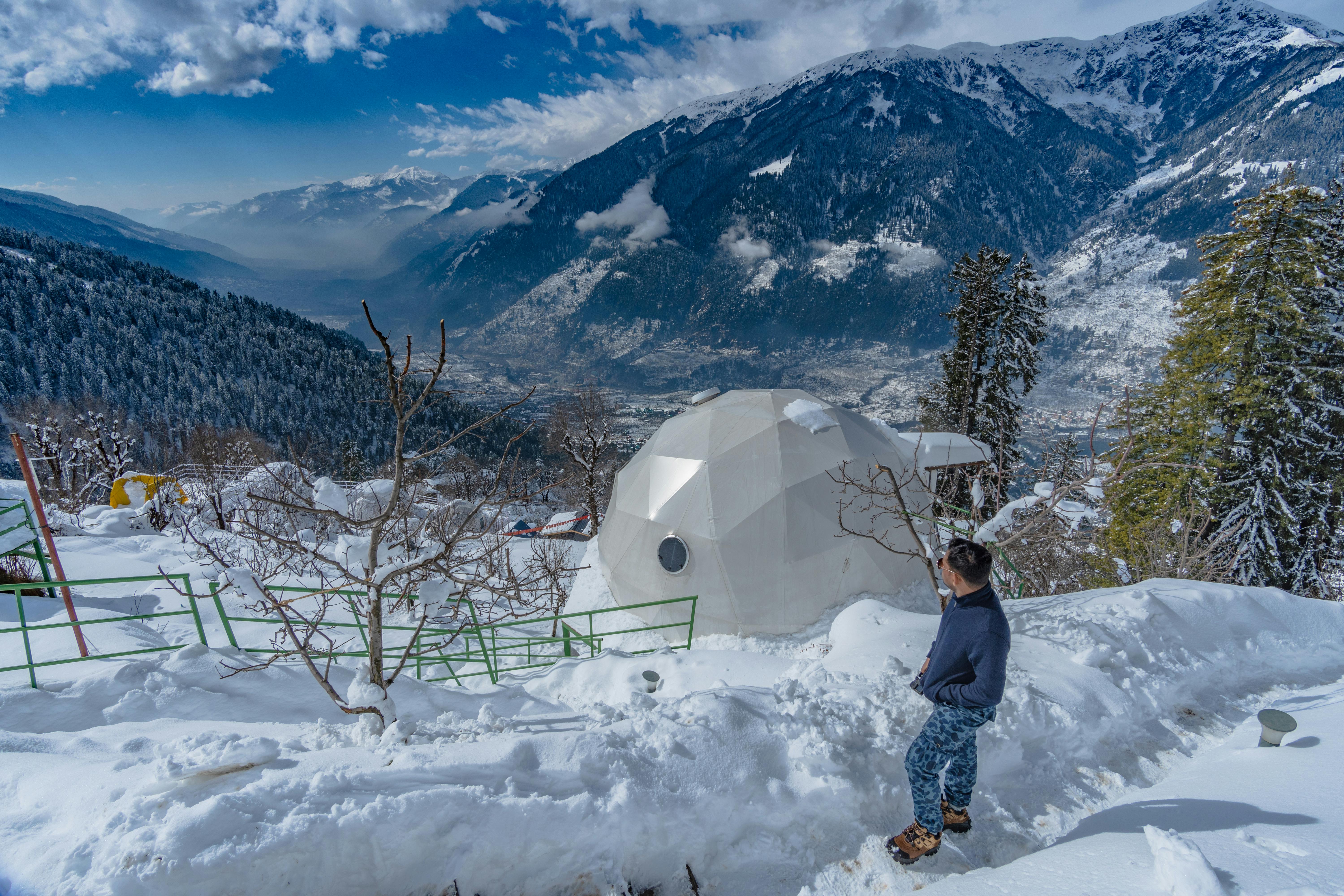 Winter landscape in Sethan with snowy mountains