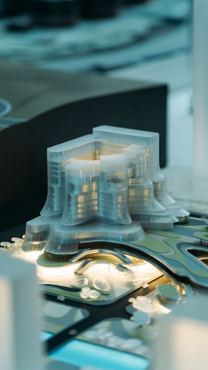 Building Lighting Modelling Futuristic Architectural Model with Lighting · Free Stock Photo