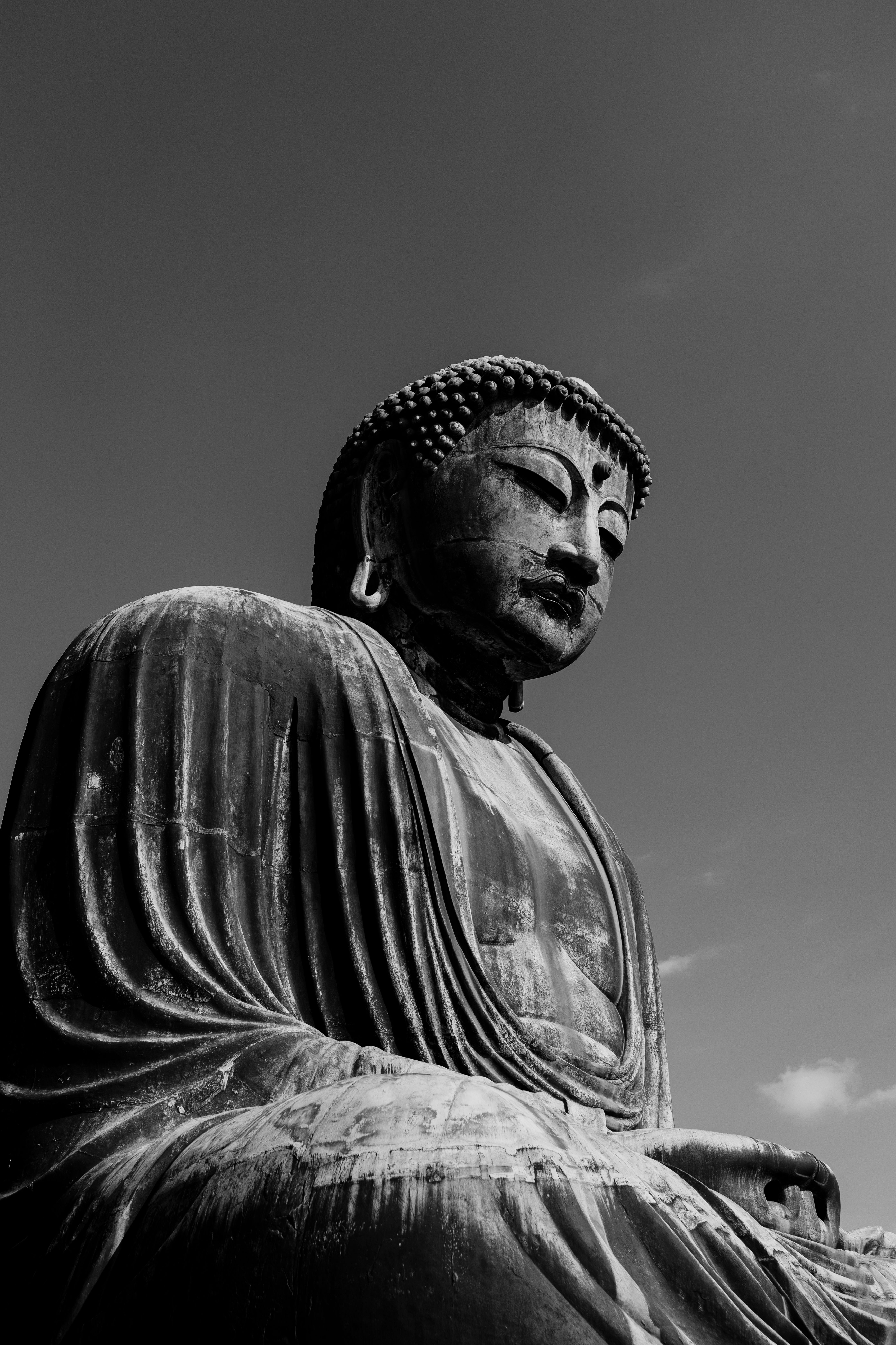 Grayscale Photo of Buddha Statue · Free Stock Photo