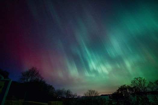 Mesmerizing aurora borealis display over Reads Landing, Minnesota, USA.