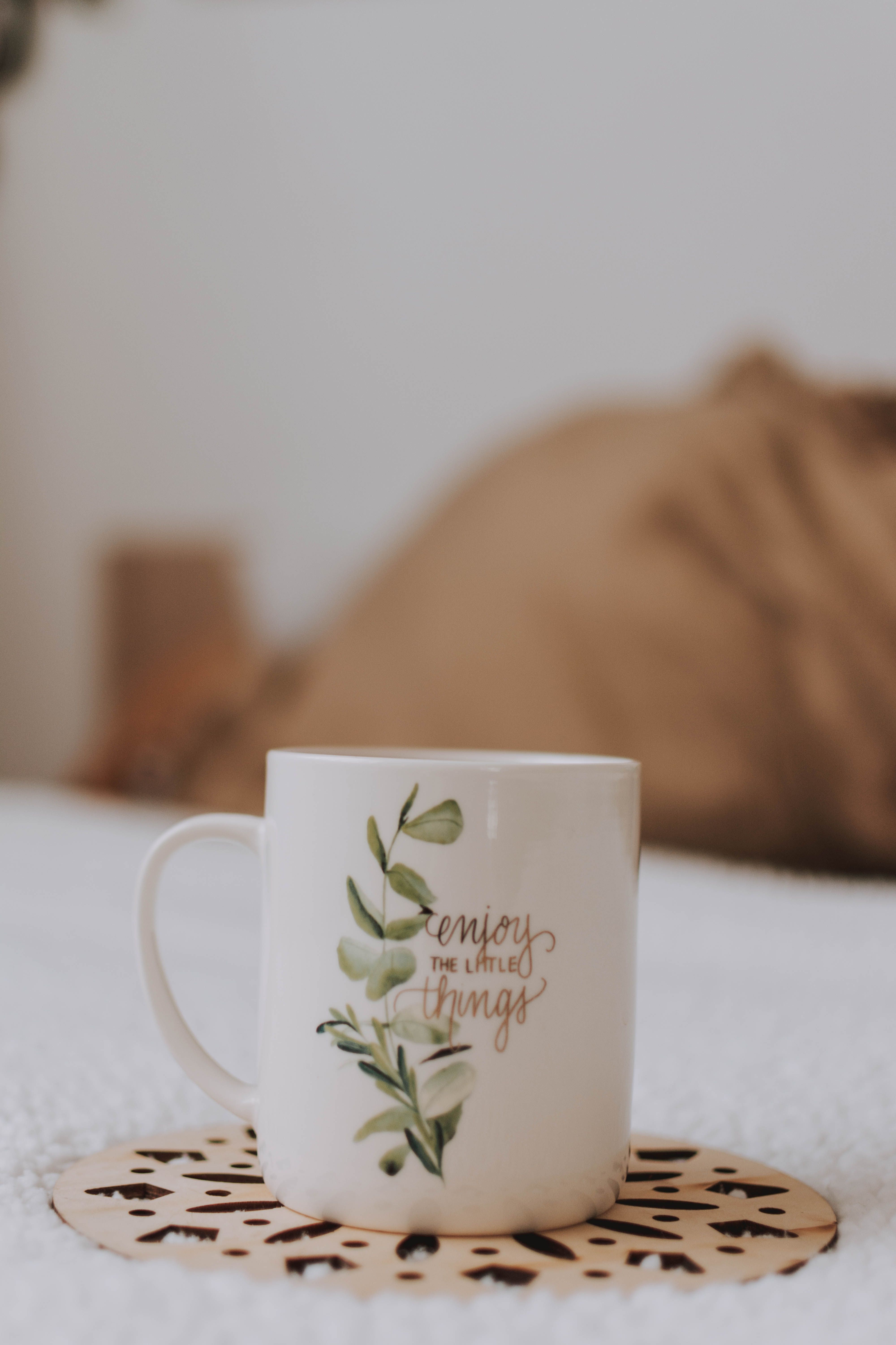 Natural with White Clay Mug with Spoon - Taza Espiga con Cuchara