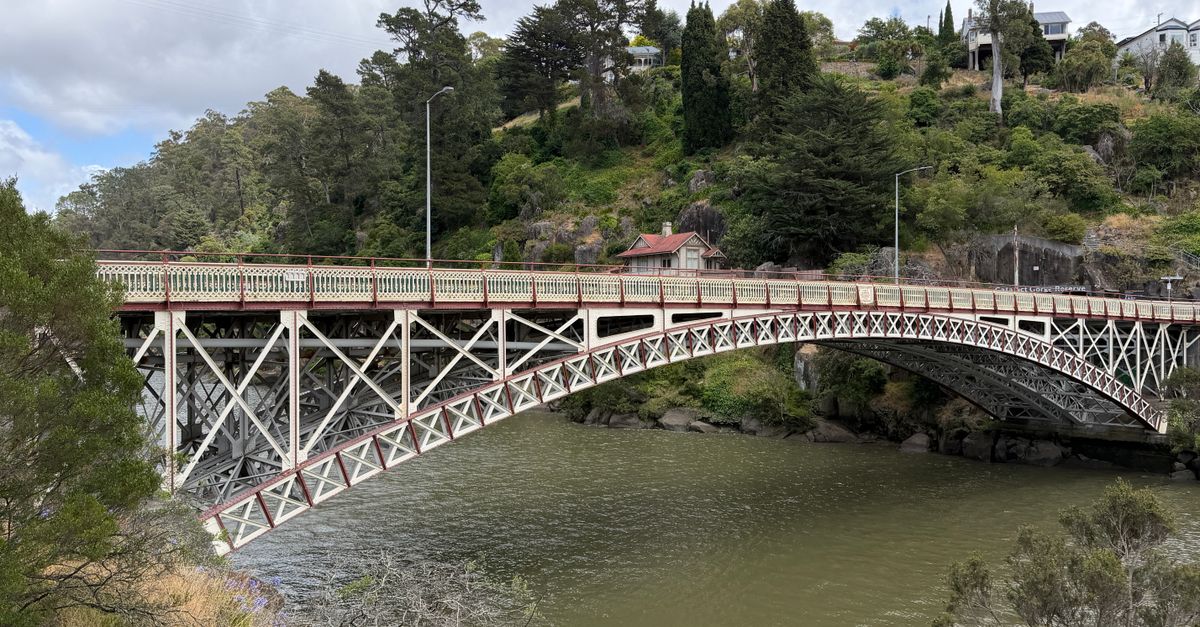 Historic Richmond Bridge spanning a scenic river in Launceston, TAS, Australia.