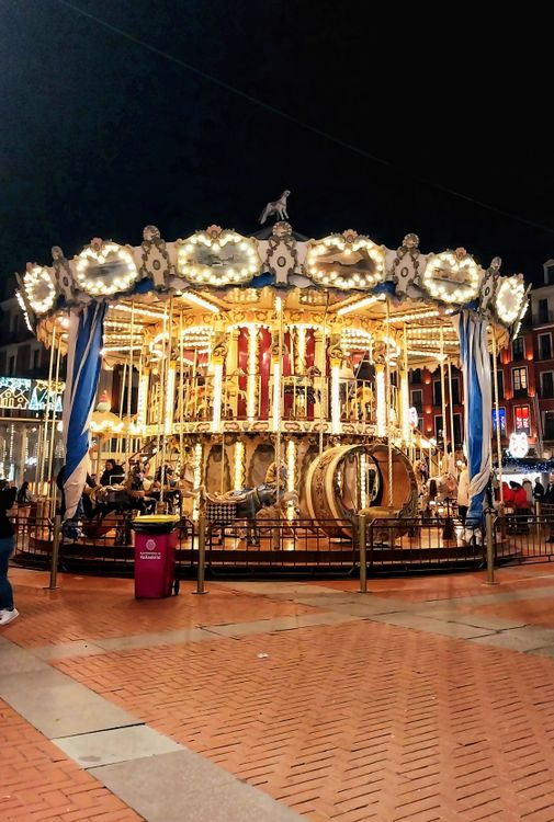 Brightly Lit Carousel at Night in City Square · Free Stock Photo