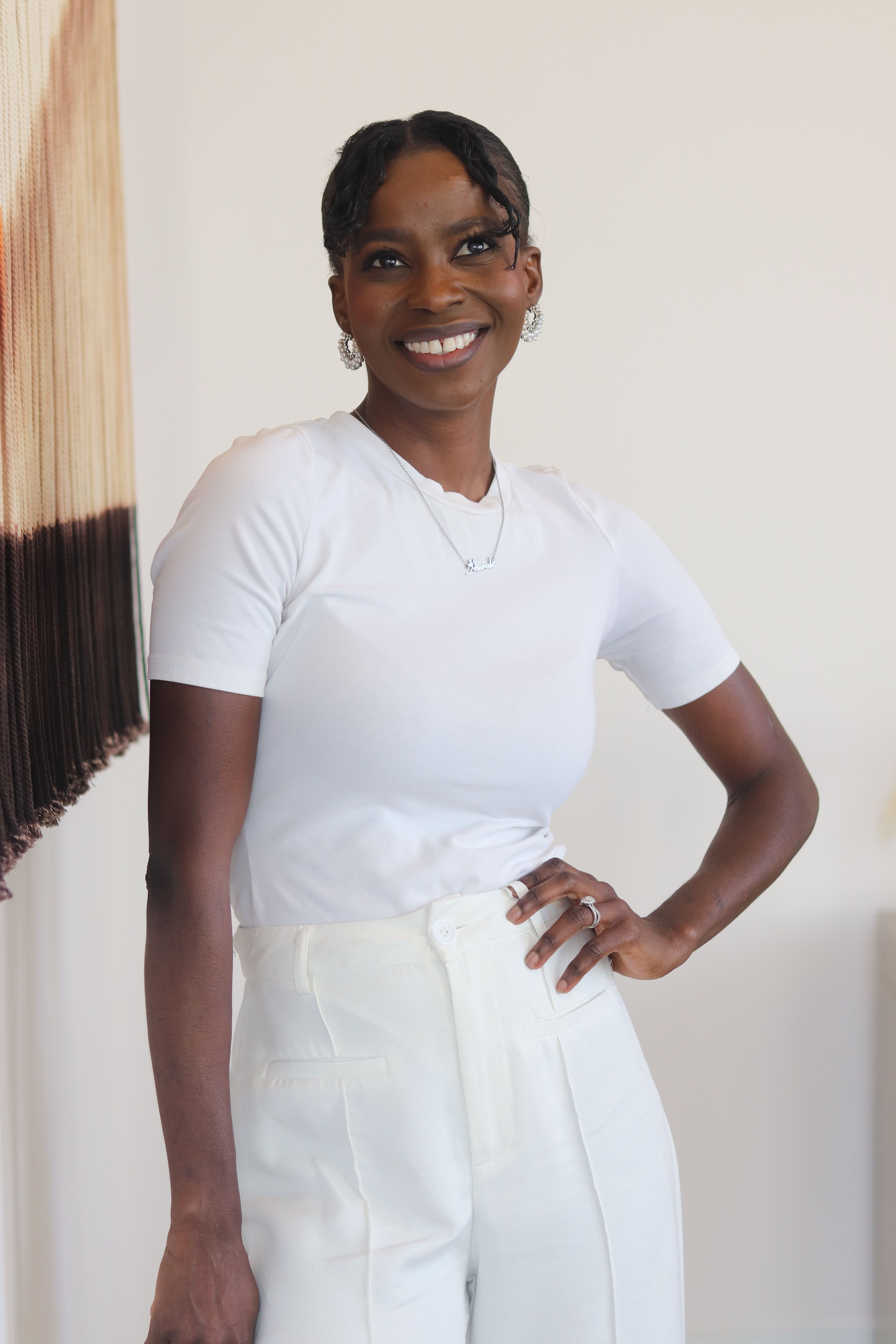 Elegant Portrait of Smiling Woman in White Outfit · Free Stock Photo