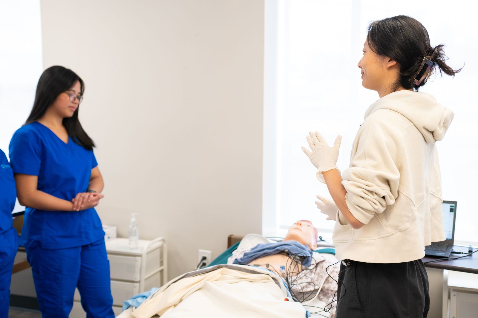 Nursing students receiving practical training
