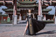 Woman Wearing Black Chinese Dress