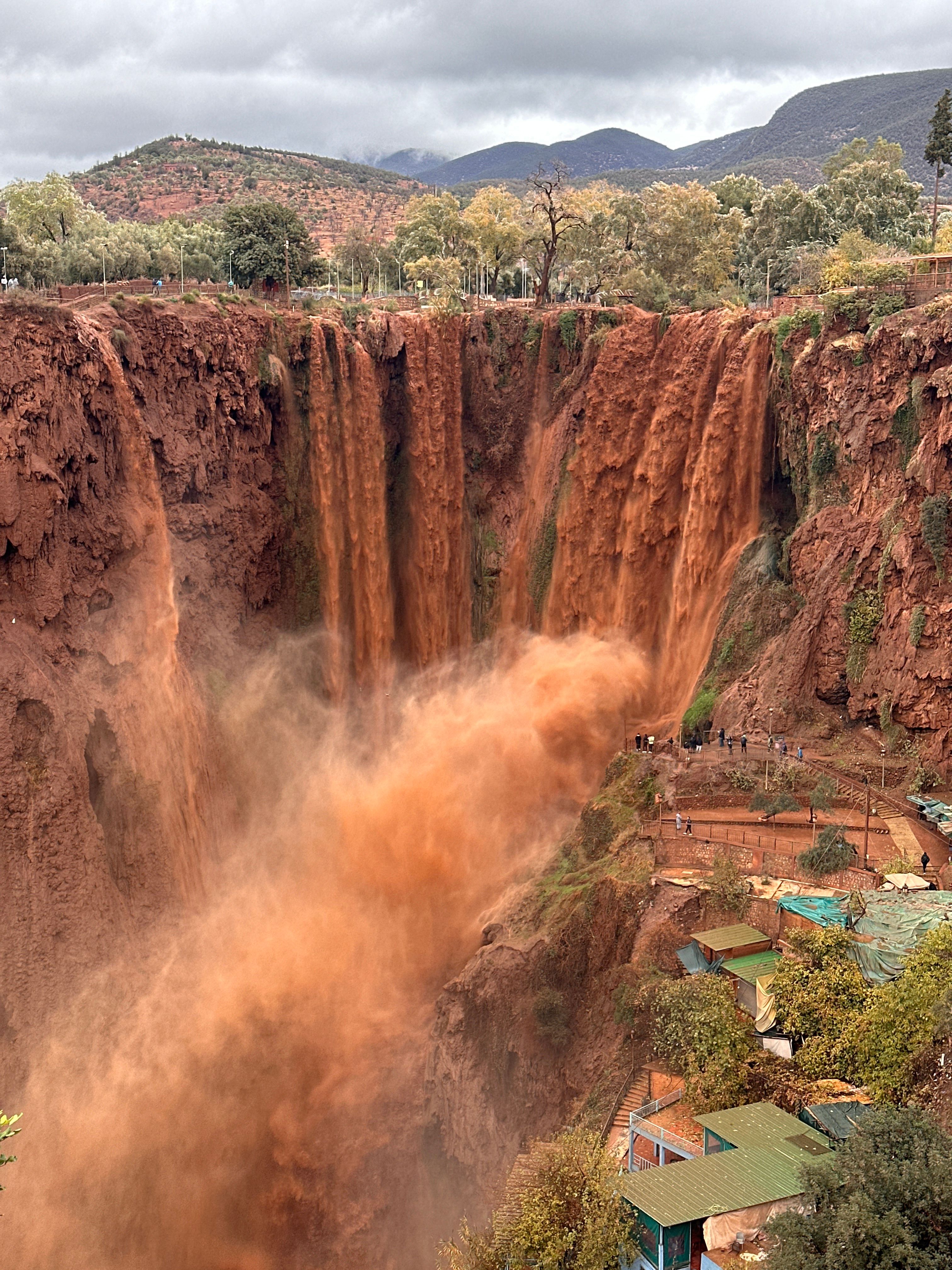 Ouzoud waterfalls cascading through the landscape on a day trip from Marrakech