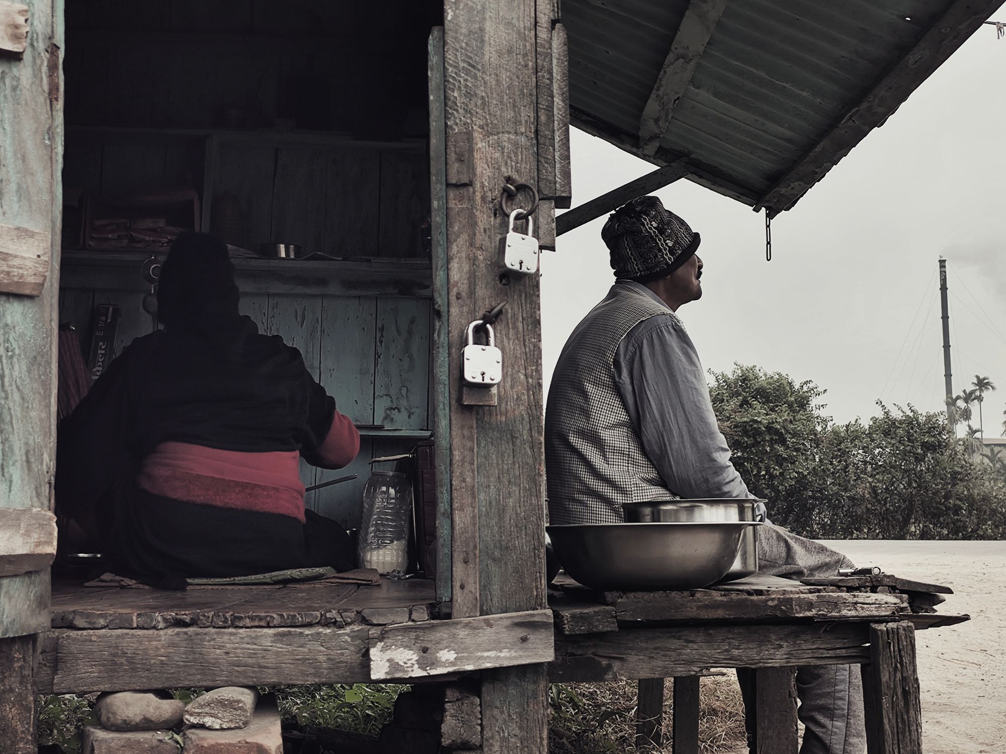 Rustic Person Rural Scene with Two People at a Rustic Shelter · Free Stock Photo