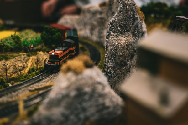 N scale model train close up