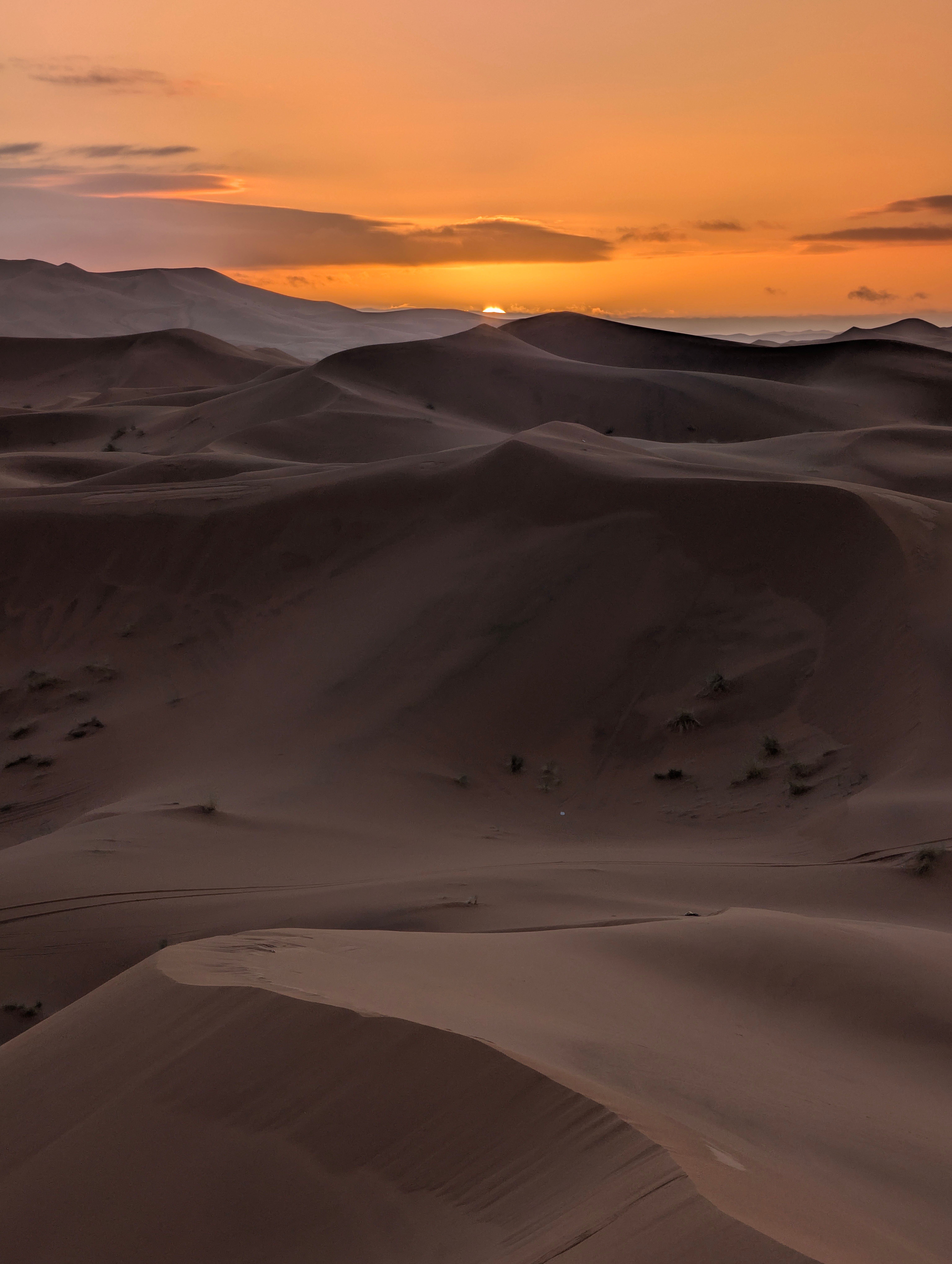 Sunset Over Majestic Sahara Desert Dunes · Free Stock Photo