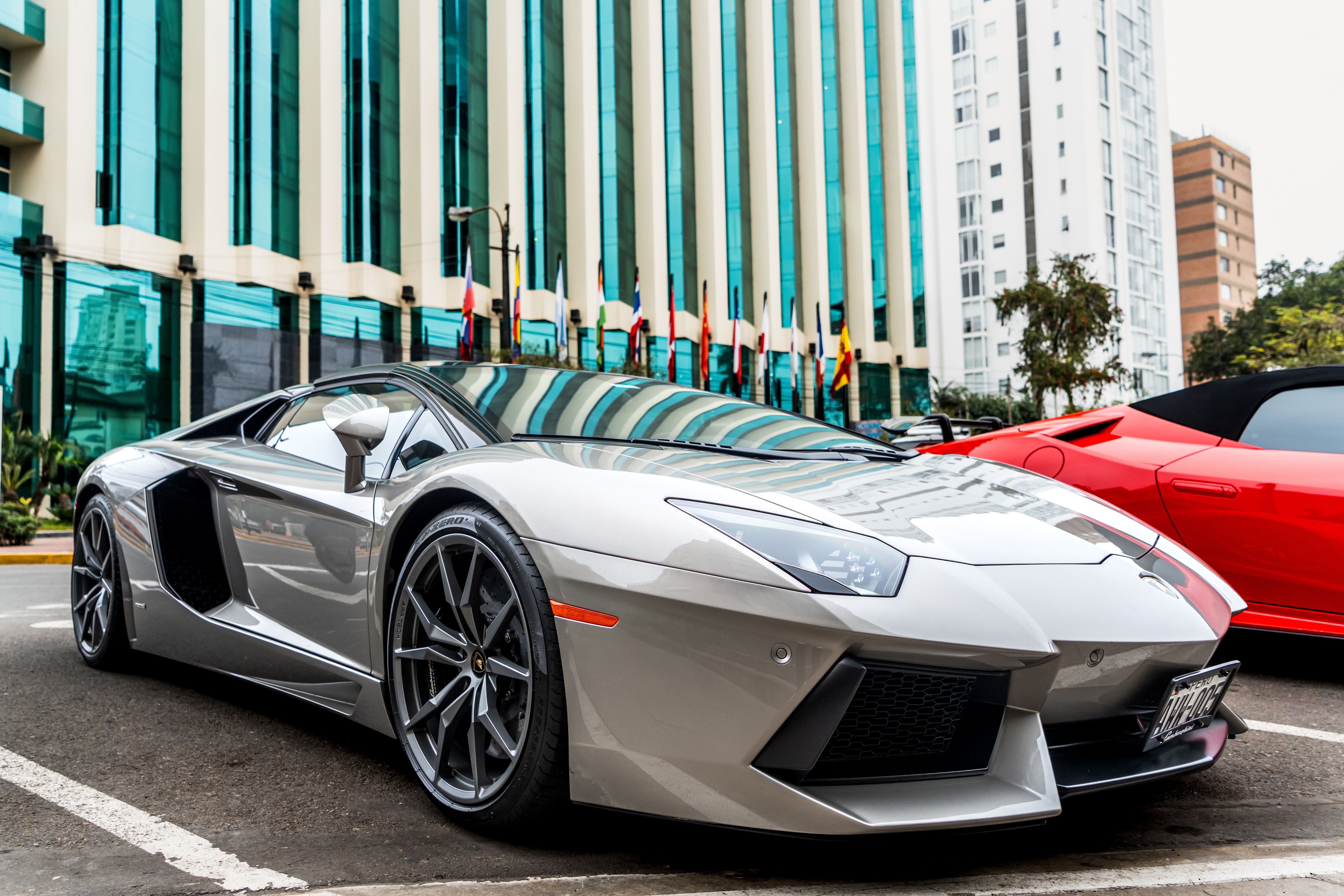 Silver sports car in urban setting