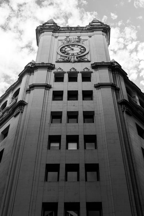 Free Black and white view of the iconic clock tower building in Buenos Aires, Argentina, showcasing classic architecture. Stock Photo