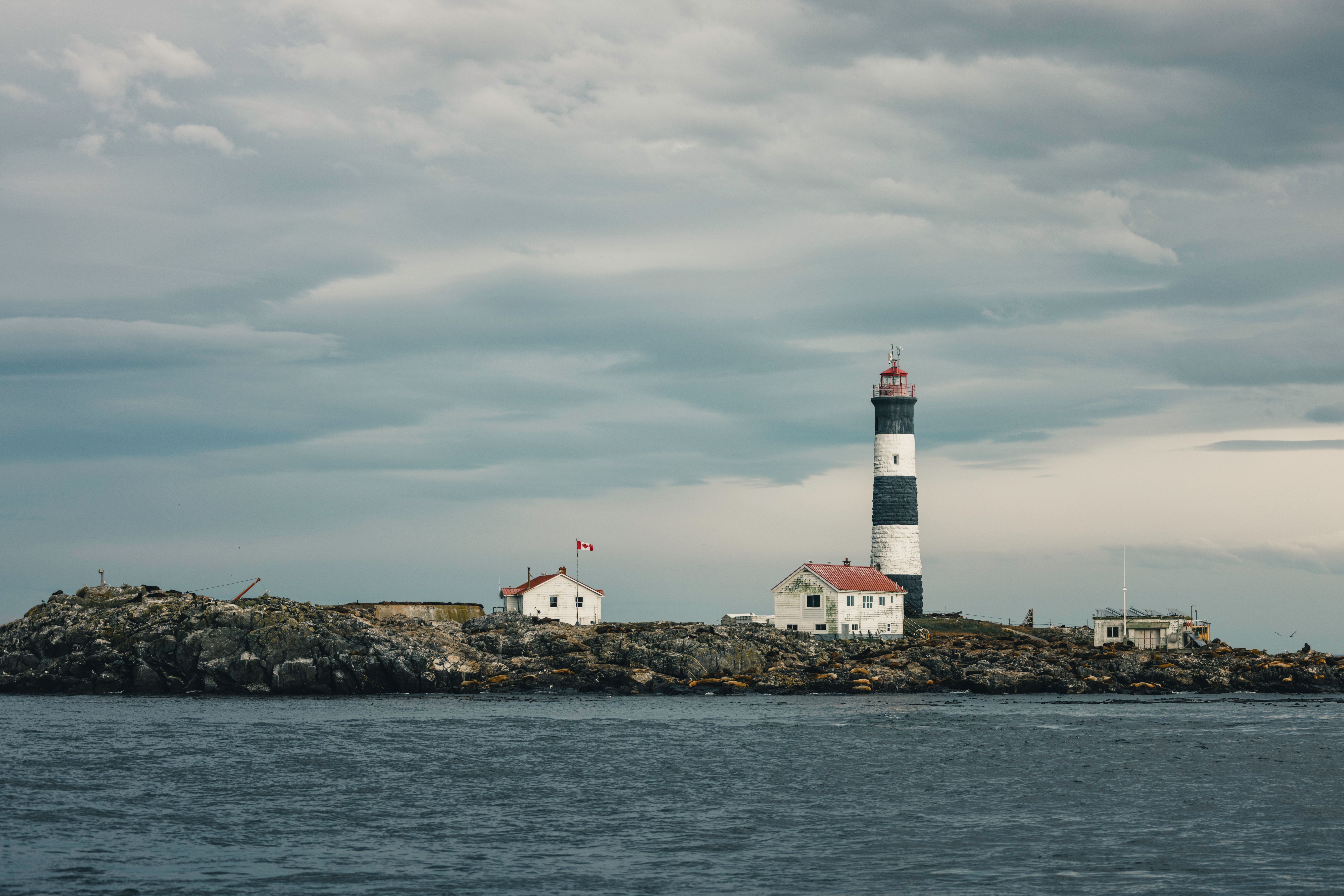 Dramatic Coastal Lighthouse on Stormy Day